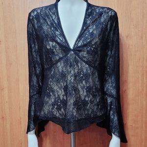 ASO Rachel Green "Friends" VTG 2001 Laundry by Shelli Segal Lace Peasant Blouse.